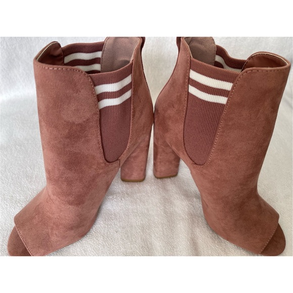 🆕 Mauve Pink Open Toe Heel Booties - Picture 5 of 7